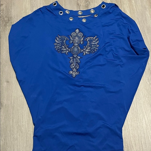 Forplay Tops - Forplay Royal Blue Embellished Blouse